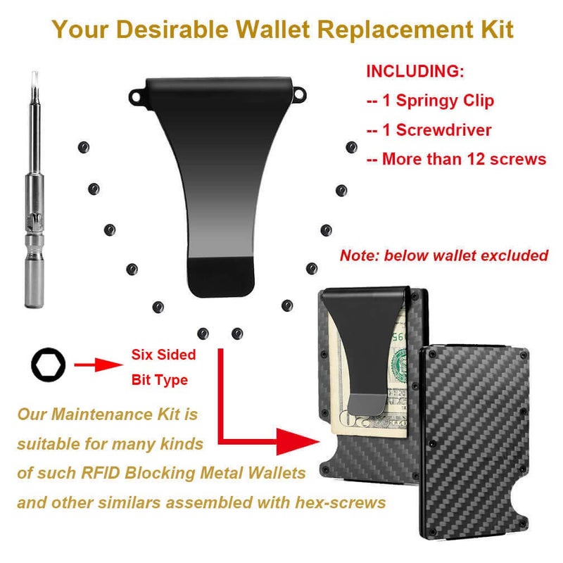 UpLook Wallet Replacement Screws Screwdriver Metal Clip for RFID Metal Wallet Repair Kit (Black - Basic Set) - Image 2